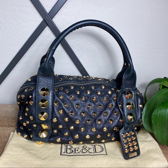 Be & D Handbags - SOLD Be&D Garbo Studded Lamb Leather Satchel
